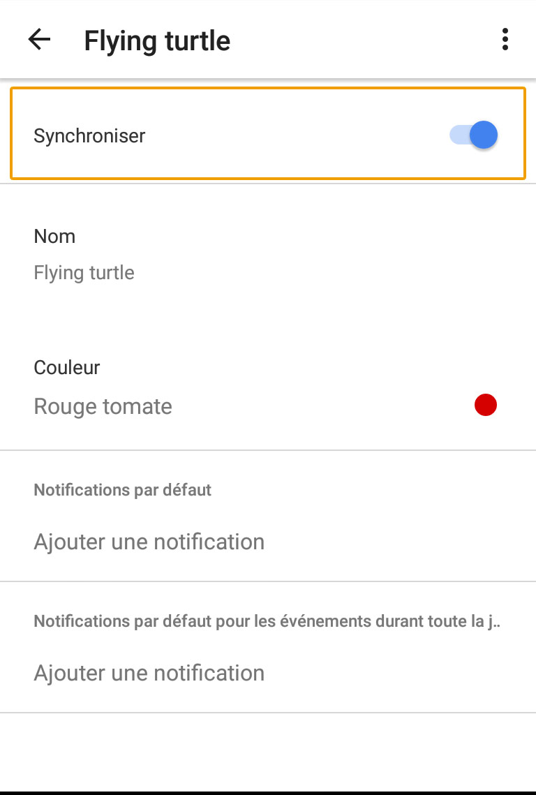 android calendrier activer synschonisation equipe sportive