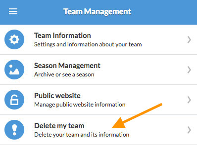 mobile app sport team delete
