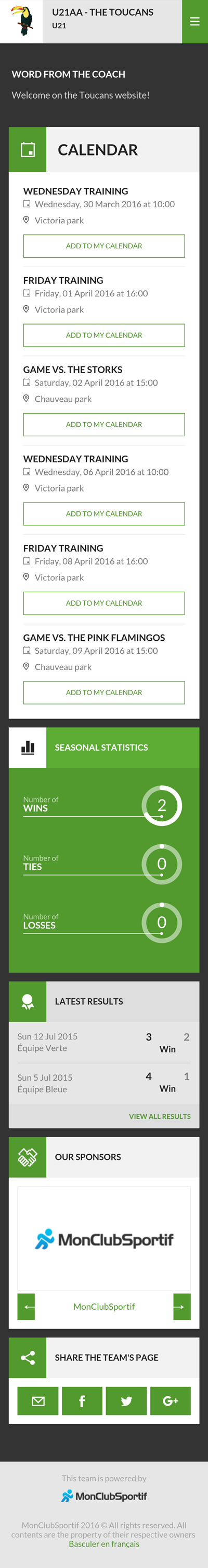 Mobile version - Team website preview