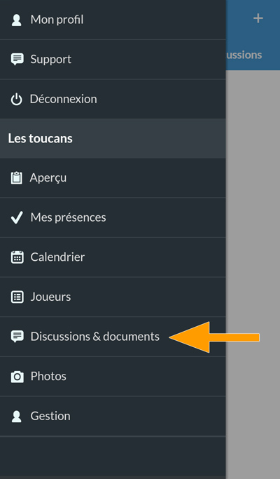Version mobile - Section discussions et documents
