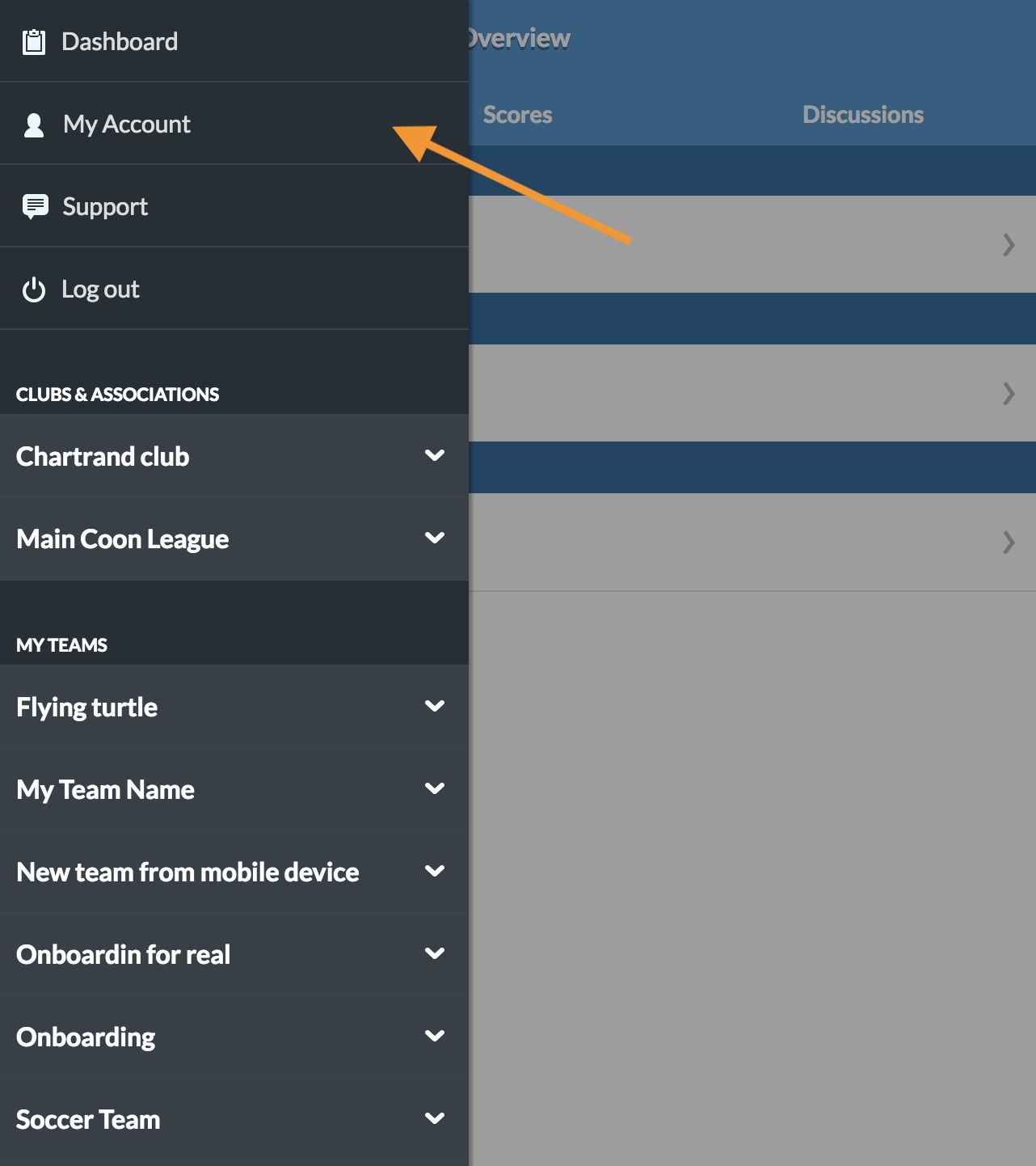 mobile app sport management find profile